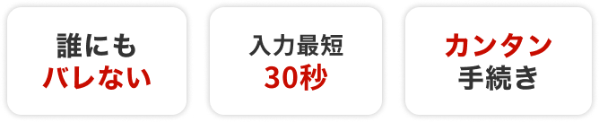誰にもバレない｜最短60秒｜簡単手続き